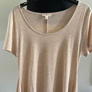 Zenana Outfitters Tan Short Sleeve T-Shirt with Flare Bottom (L)